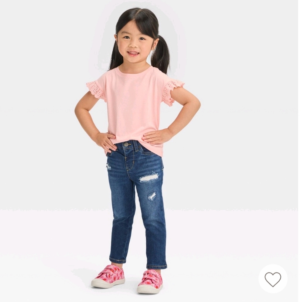 NWOT Cat & Jack Toddler Girls' Skinny Dark Rip Repair Jeggings